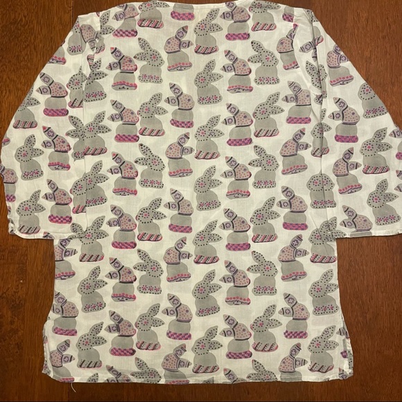 Roberta Roller Rabbit Girls Tunic Top Gray Bunny Rabbits - Picture 2 of 4